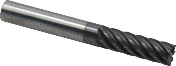 Accupro - 1/2", 7 Flute, Single End, Solid Carbide, 0.03" Corner Radius End Mill - 4" OAL, 37° Helix, Right Hand Flute, 1-5/8" LOC, Right Hand Cut - Americas Industrial Supply