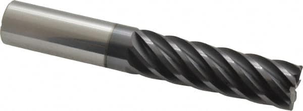 Accupro - 5/8", 7 Flute, Single End, Solid Carbide, 0.03" Corner Radius End Mill - 4" OAL, 37° Helix, Right Hand Flute, 2-1/8" LOC, Right Hand Cut - Americas Industrial Supply