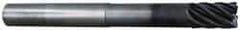 Accupro - 3/8", 7 Flute, Single End, Solid Carbide, 0.02" Corner Radius End Mill - 6" OAL, 38° Helix, Right Hand Flute, 1/2" LOC, Right Hand Cut, 3-1/8" Extended Reach - Americas Industrial Supply