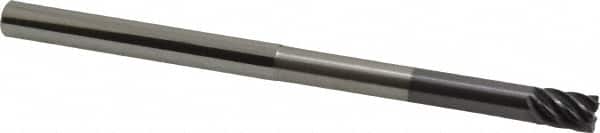Accupro - 3/8", 7 Flute, Single End, Solid Carbide, 0.02" Corner Radius End Mill - 6" OAL, 38° Helix, Right Hand Flute, 1/2" LOC, Right Hand Cut, 3-1/8" Extended Reach - Americas Industrial Supply
