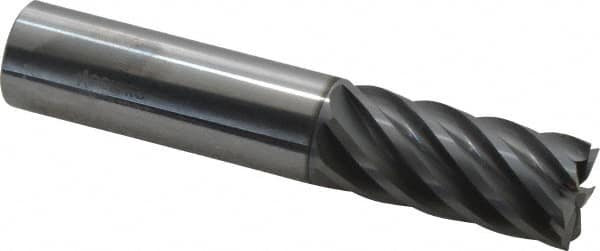 Accupro - 3/4", 1-5/8" LOC, 3/4" Shank Diam, 4" OAL, 7 Flute, Solid Carbide Square End Mill - Single End, nACRo Finish, Spiral Flute, 37.50° Helix, Centercutting, Right Hand Cut, Right Hand Flute - Americas Industrial Supply