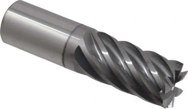 Accupro - 1", 2" LOC, 1" Shank Diam, 4" OAL, 7 Flute, Solid Carbide Square End Mill - Single End, nACRo Finish, Spiral Flute, 37.50° Helix, Centercutting, Right Hand Cut, Right Hand Flute - Americas Industrial Supply