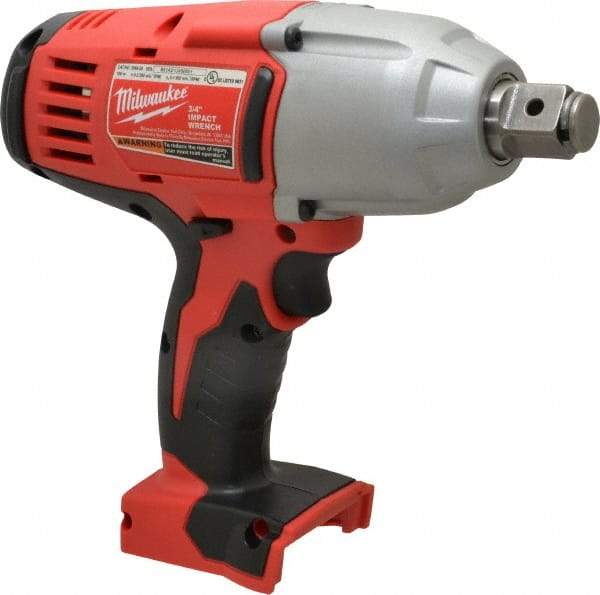 Milwaukee Tool - 3/4" Drive 18 Volt Pistol Grip Cordless Impact Wrench & Ratchet - 0 to 1,900 RPM, 0 to 2,200 BPM, 525 Ft/Lb Torque, Lithium-Ion Batteries Not Included - Americas Industrial Supply