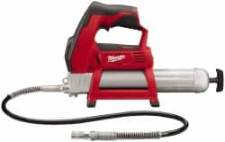 Milwaukee Tool - 8,000 Max psi, Flexible Battery-Operated Grease Gun - 14 oz (Cartridge) & 16 oz (Bulk) Capacity, 1/8 Thread Outlet, 3-Way, Bulk, Cartridge & Suction Fill, Includes Grease Coupler - Americas Industrial Supply