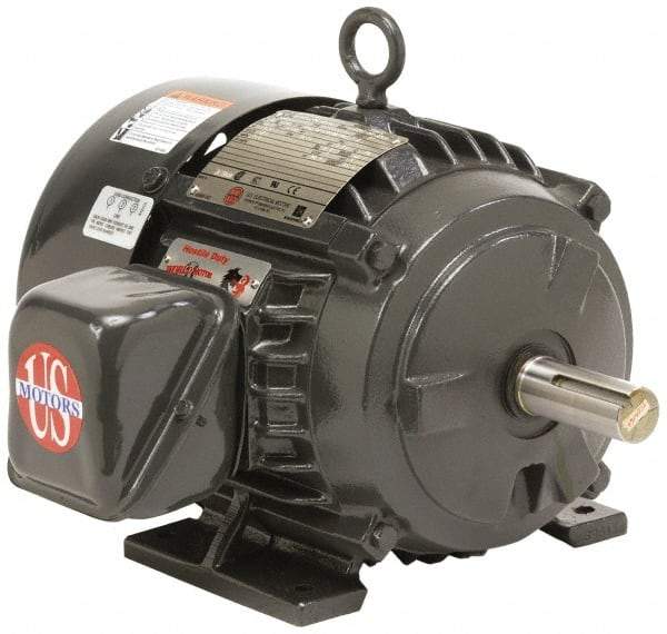 US Motors - 125 hp, TEFC Enclosure, No Thermal Protection, 3,575 RPM, 460 Volt, 60 Hz, Three Phase Energy Efficient Motor - Size 444 Frame, Rigid Mount, 1 Speed, Ball Bearings, 149 Full Load Amps, F Class Insulation, CCW Lead End - Americas Industrial Supply