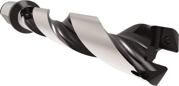 Allied Machine and Engineering - Series 26, 26 to 28.99mm Diam, 32mm Diam Straight Shank with Flange, Helical Flute Spade Drill - 145mm Max Depth, 186.1mm Body Length, 246.1mm OAL, Standard Length, Through Coolant - Americas Industrial Supply