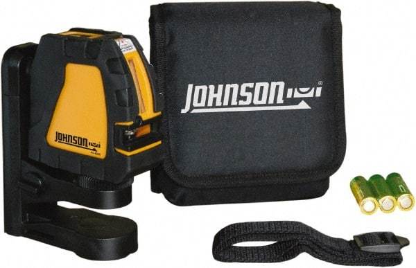 Johnson Level & Tool - 2 Beam 150' (Interior) Max Range Self Leveling Cross Line Laser - Red Beam, 1/8" at 35' Accuracy, 4-1/8" Long x 4-1/8" Wide x 1-15/16" High, Battery Included - Americas Industrial Supply