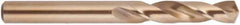 National Twist Drill - 0.332" 135° Spiral Flute Cobalt Screw Machine Drill Bit - Gold Finish Finish, Right Hand Cut, 1-11/16" Flute Length, 3" OAL, Split Point, Straight Shank - Americas Industrial Supply