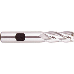 Regal Cutting Tools - 9/16" Diam, 1-3/8" Length of Cut, 1/2" Shank Diam, 3-3/8" OAL, 4 Flute High Speed Steel Square End Mill - Exact Industrial Supply
