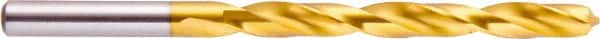 National Twist Drill - 25/64" 118° High Speed Steel Jobber Drill - TiN Finish, Right Hand Cut, Spiral Flute, Straight Shank, 5-1/8" OAL - Americas Industrial Supply