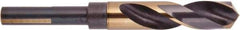National Twist Drill - 61/64" Drill, 118° Point, High Speed Steel Silver Deming & Reduced Shank Drill Bit - Oxide/Gold Finish, 6" OAL, Flats on Shank, 3" Flute Length, Right Hand Cut, Spiral Point, Spiral Flute - Americas Industrial Supply