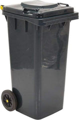 Vestil - 32 Gal Gray Square Trash Can - Polyethylene, None Graphic, 38" High x 21-13/16" Long x 18-3/4" Wide, Lid Included - Americas Industrial Supply