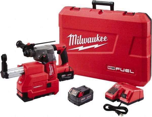 Milwaukee Tool - 18 Volt 1-1/8" SDS Plus Chuck Cordless Rotary Hammer - 0 to 5,000 BPM, 0 to 1,300 RPM, Reversible - Americas Industrial Supply