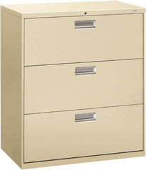 Hon - 36" Wide x 40.88" High x 19-1/4" Deep, 3 Drawer Lateral File - Steel, Putty - Americas Industrial Supply