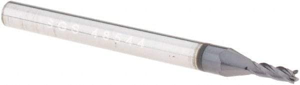 SGS - 1.5mm, 4.5mm LOC, 3mm Shank Diam, 38mm OAL, 4 Flute, Solid Carbide Square End Mill - Single End, AlTiN Finish, Spiral Flute, 30° Helix, Centercutting, Right Hand Cut, Right Hand Flute, Series 1M - Americas Industrial Supply