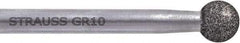 Strauss - 0.138" Head Diam x 0.14" Head Thickness CBN Round Tip Point Grinding Pin - 1/8" Shank Diam x 1.77" Shank Length, Medium Grade, (126 Mesh Grit) - Americas Industrial Supply