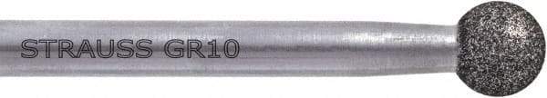Strauss - 0.315" Head Diam x 0.32" Head Thickness CBN Round Tip Point Grinding Pin - 1/4" Shank Diam x 2.36" Shank Length, Medium Grade, (126 Mesh Grit) - Americas Industrial Supply