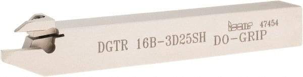Iscar - External Thread, 1/2" Max Depth of Cut, 3mm Min Groove Width, 120mm OAL, Right Hand Indexable Grooving Cutoff Toolholder - 16mm Shank Height x 16mm Shank Width, DG.. Insert Style, DGT Toolholder Style, Series Do-Grip - Americas Industrial Supply