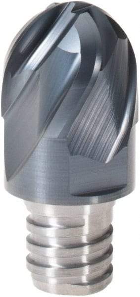 Iscar - MM EB Grade IC908 Carbide Ball Nose Milling Tip Insert - TiAlN Finish, 4 Flutes, 3/4" Cutting Diam, 0.62" Depth of Cut, 1" Extension, 3/8" Cnr Rad, 30° Helix - Americas Industrial Supply