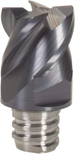 Iscar - MM EC Grade IC908 Carbide End Milling Tip Insert - TiAlN Finish, 4 Flutes, 1/2" Cutting Diam, 3/8" Depth of Cut, 0.65" Extension, 0.015" Cnr Rad, 45° Helix - Americas Industrial Supply
