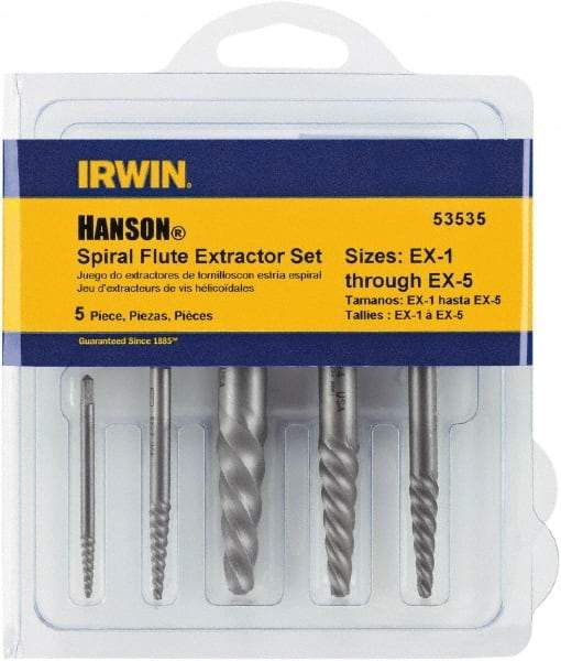 Irwin - Bolt Extractor Sets - MP #1,2,3,4,5 5PC SCREW EXTRACTOR SET - Americas Industrial Supply