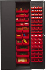 Durham - 138 Bin Storage Cabinet - Steel, 36" Wide x 24" Deep x 84" High, Red - Americas Industrial Supply