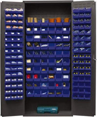 Durham - 156 Bin Storage Cabinet - Steel, 36" Wide x 18" Deep x 84" High, Blue - Americas Industrial Supply