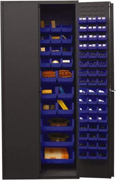 Durham - 138 Bin Storage Cabinet - Steel, 36" Wide x 24" Deep x 84" High, Blue - Americas Industrial Supply