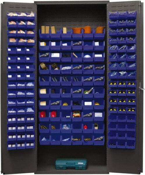 Durham - 156 Bin Storage Cabinet - Steel, 36" Wide x 18" Deep x 84" High, Blue - Americas Industrial Supply
