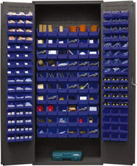 Durham - 156 Bin Storage Cabinet - Steel, 36" Wide x 18" Deep x 84" High, Blue - Americas Industrial Supply