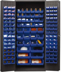 Durham - 138 Bin Storage Cabinet - Steel, 36" Wide x 24" Deep x 84" High, Blue - Americas Industrial Supply
