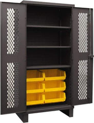 Durham - 3 Shelf 6 Bin Storage Cabinet - Steel, 36" Wide x 24" Deep x 78" High, Yellow - Americas Industrial Supply