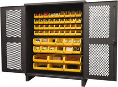 Durham - 54 Bin Storage Cabinet - Steel, 60" Wide x 24" Deep x 78" High, Yellow - Americas Industrial Supply