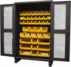 Durham - 42 Bin Storage Cabinet - Steel, 48" Wide x 24" Deep x 78" High, Yellow - Americas Industrial Supply