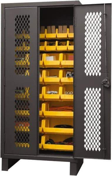 Durham - 30 Bin Storage Cabinet - Steel, 36" Wide x 24" Deep x 78" High, Yellow - Americas Industrial Supply
