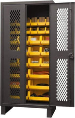 Durham - 30 Bin Storage Cabinet - Steel, 36" Wide x 24" Deep x 78" High, Yellow - Americas Industrial Supply