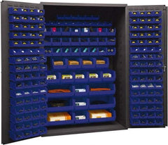 Durham - 186 Bin Storage Cabinet - Steel, 48" Wide x 24" Deep x 72" High, Blue - Americas Industrial Supply