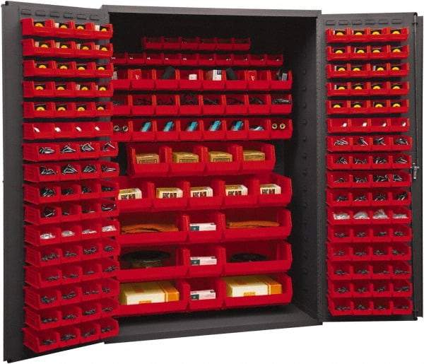 Durham - 186 Bin Storage Cabinet - Steel, 48" Wide x 24" Deep x 72" High, Red - Americas Industrial Supply