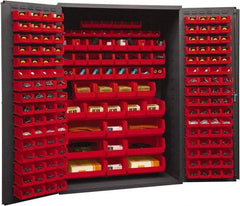 Durham - 186 Bin Storage Cabinet - Steel, 48" Wide x 24" Deep x 72" High, Red - Americas Industrial Supply