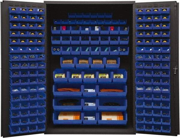 Durham - 186 Bin Storage Cabinet - Steel, 48" Wide x 24" Deep x 72" High, Blue - Americas Industrial Supply