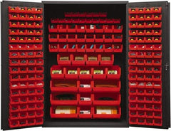 Durham - 186 Bin Storage Cabinet - Steel, 48" Wide x 24" Deep x 72" High, Red - Americas Industrial Supply