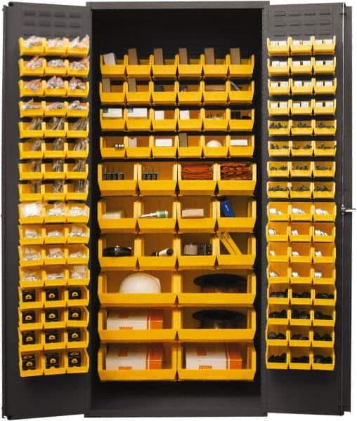 Durham - 138 Bin Storage Cabinet - Steel, 36" Wide x 24" Deep x 84" High, Yellow - Americas Industrial Supply