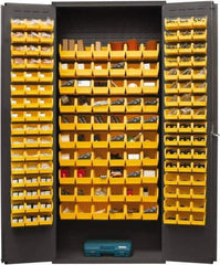 Durham - 156 Bin Storage Cabinet - Steel, 36" Wide x 18" Deep x 84" High, Yellow - Americas Industrial Supply