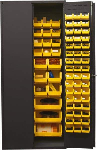 Durham - 138 Bin Storage Cabinet - Steel, 36" Wide x 24" Deep x 84" High, Yellow - Americas Industrial Supply