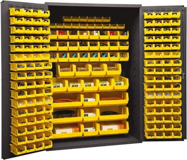 Durham - 186 Bin Storage Cabinet - Steel, 48" Wide x 24" Deep x 72" High, Yellow - Americas Industrial Supply