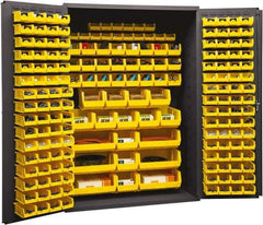 Durham - 186 Bin Storage Cabinet - Steel, 48" Wide x 24" Deep x 72" High, Yellow - Americas Industrial Supply