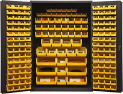 Durham - 186 Bin Storage Cabinet - Steel, 48" Wide x 24" Deep x 72" High, Yellow - Americas Industrial Supply