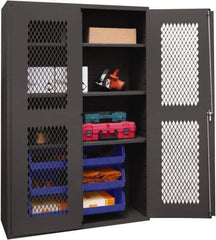Durham - 3 Shelf 6 Bin Storage Cabinet - Steel, 48" Wide x 24" Deep x 72" High, Blue - Americas Industrial Supply