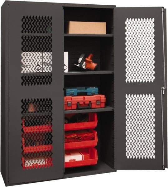 Durham - 3 Shelf 6 Bin Storage Cabinet - Steel, 48" Wide x 24" Deep x 72" High, Red - Americas Industrial Supply