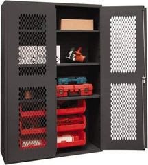 Durham - 3 Shelf 6 Bin Storage Cabinet - Steel, 48" Wide x 24" Deep x 72" High, Red - Americas Industrial Supply